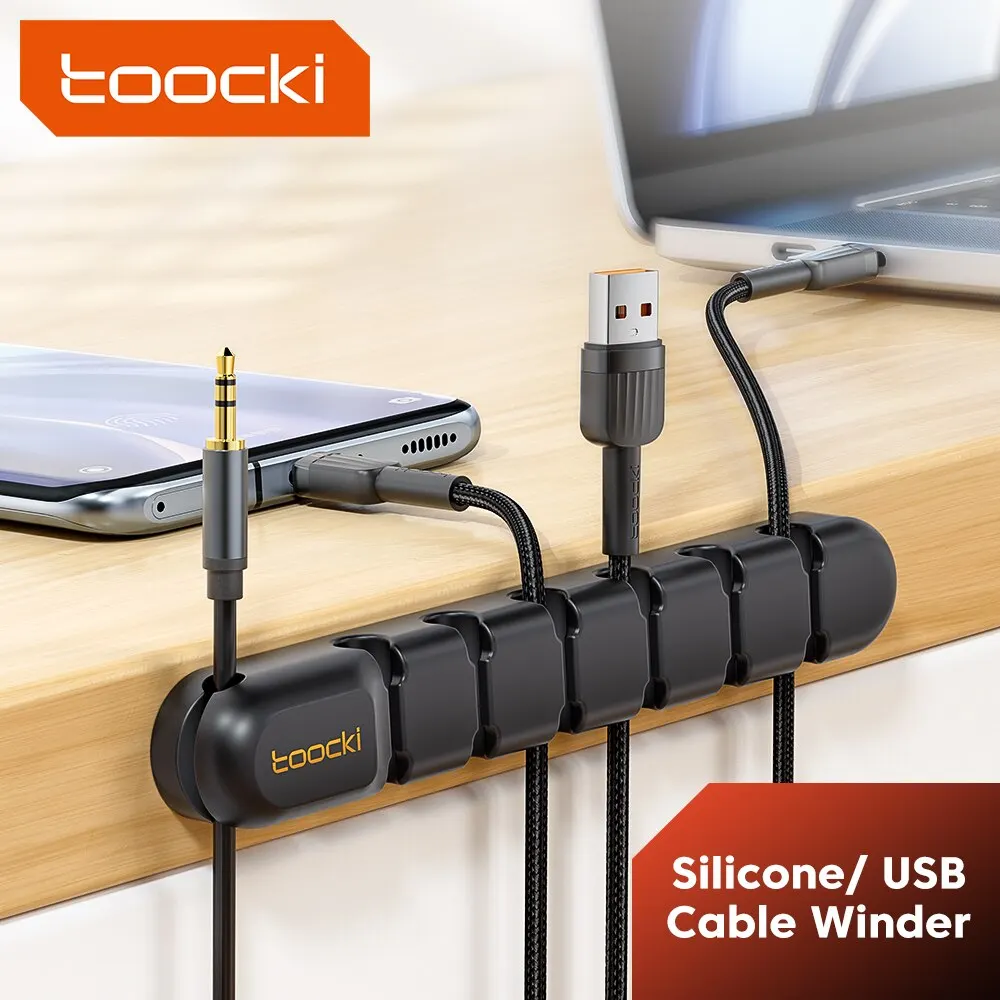 Cable Organizer Toocki Cable Wire Cord Management 7 Hole Holder USB Desktop Winder Clip Flexible Mouse Keyboard USB Type C Cable