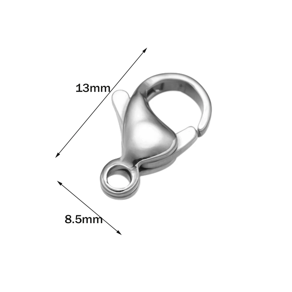 100 Stück verblassende Karabinerverschlüsse aus Edelstahl, Krallenverschlüsse für DIY-Ohrringe, Armbänder, Halsketten, Schmuckherstellung, Zubehör – Detail 10