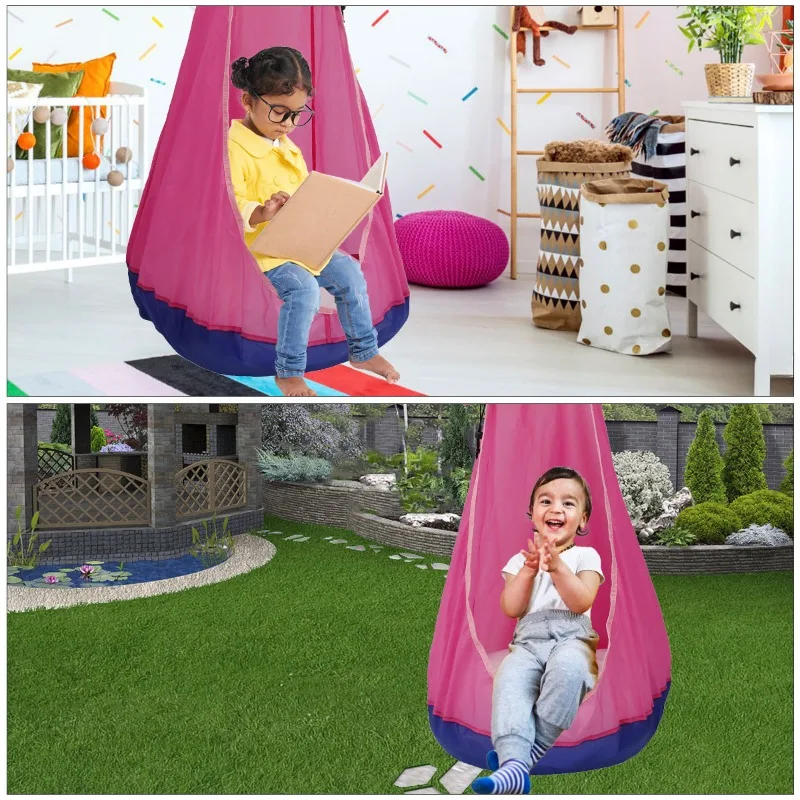 Kids Swing Seat Kids Pod Swing Seat without Cushions Folding Hanging Hammock Hanging Swing Seat Child Hammock for Indoor Outdoor Suspension