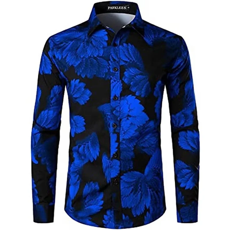thumbnail image 1 of Nuevas camisas para hombre, manga larga, estampado de flores en 3D, solapa con botones, ropa de verano para hombre, camisetas de moda para fiesta de graduación, cumpleaños y novio, 1 of 5