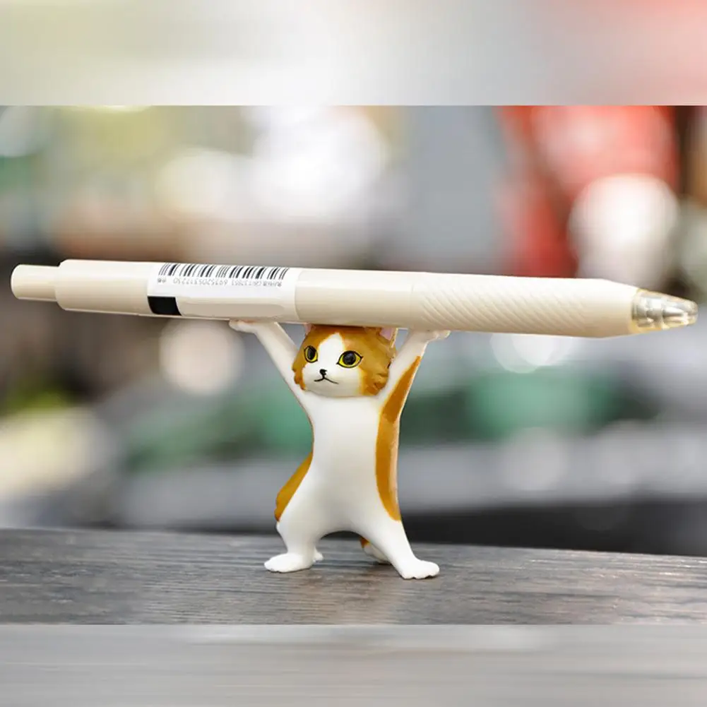 Funny Cat Pen Holder Toy Hold Everything Cat Earphone Bracket Home Decoration Cute DIY PVC Cartoon Pen Holder Car Ornament pen holder