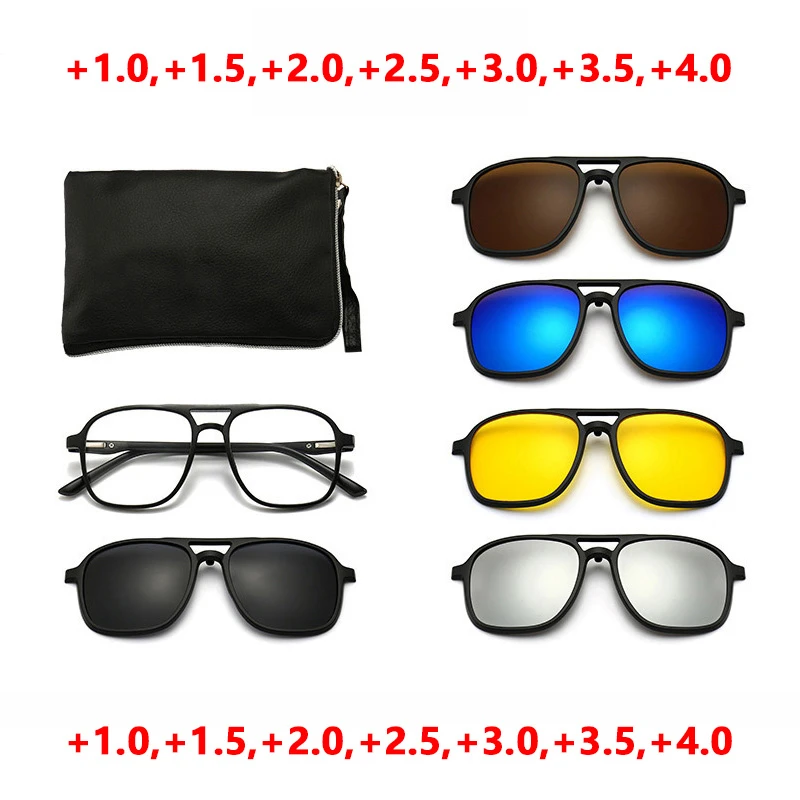Reading Glasses Anti Blue Light Blocking Sunglasses Fashion Men Polarized Clip Glasses