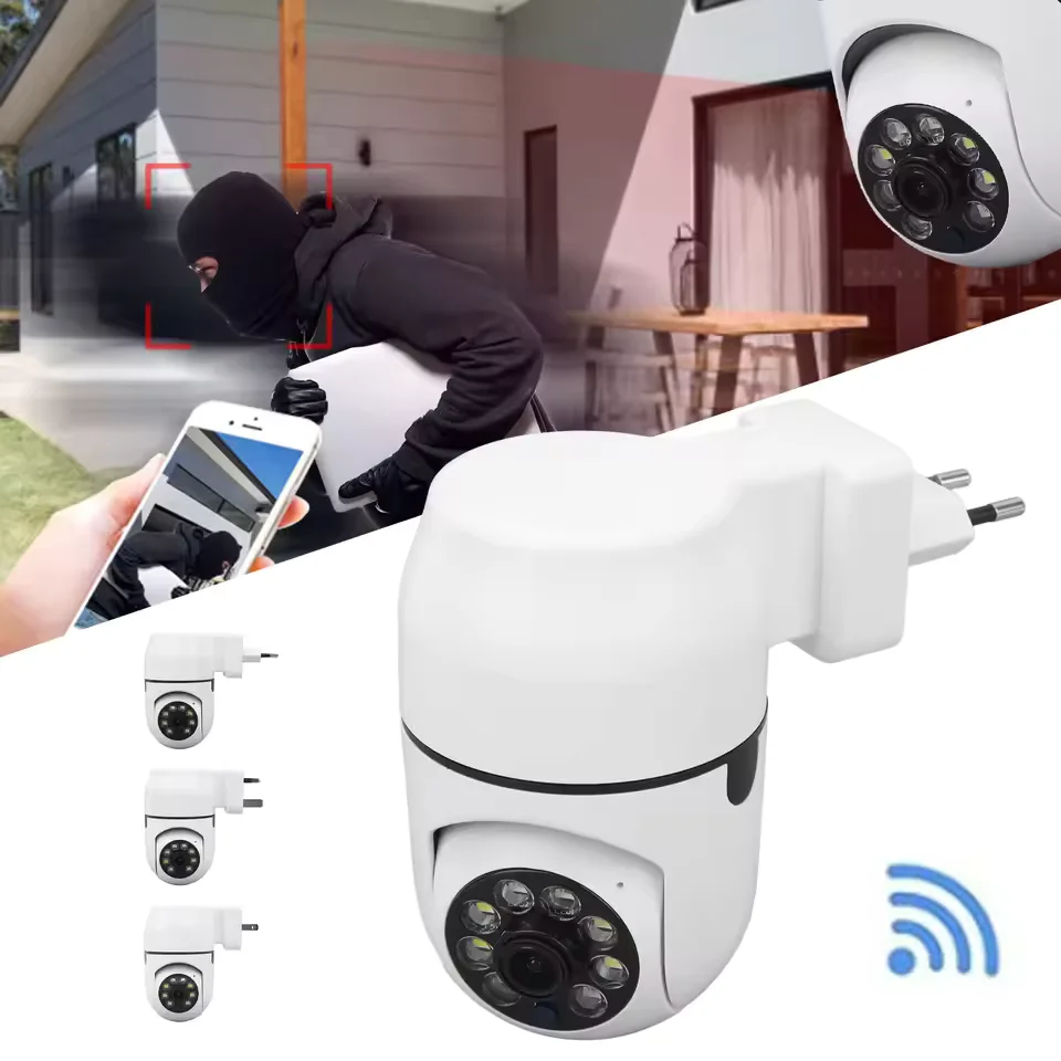 Câmera sem fio 1080P HD Wifi versão excelente para ambientes internos e externos com rotação de 360 graus.