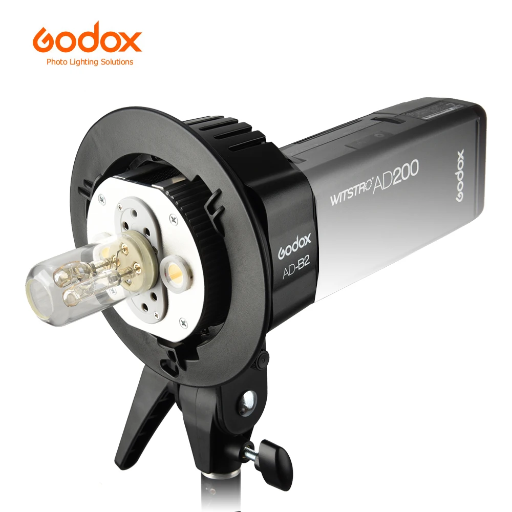 Godox AD-B2 듀얼 파워 트윈 헤드 보웬스 마운트, 2 Godox AD200 또는 AD200 프로 포켓 플래시 또는 플래시포인트 eVOLV 200 TTL 설치
