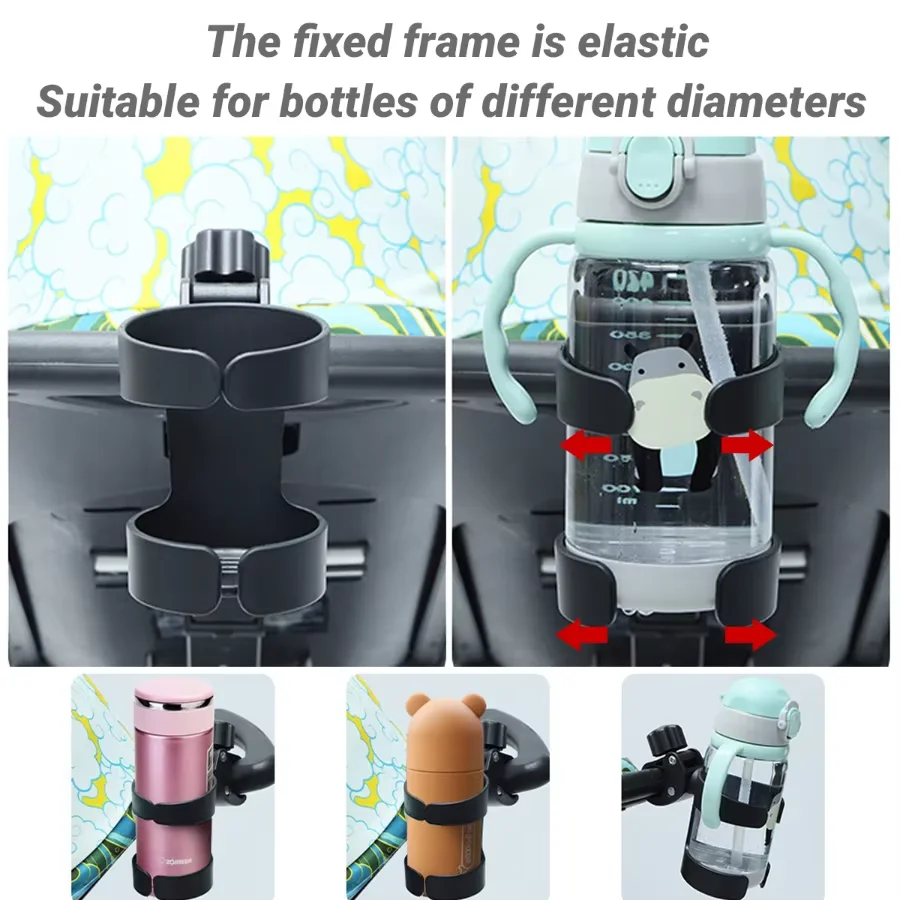 Baby Stroller Cup Holder Easy to Install 360 &deg; Rotation Wheelchair Cup Holder Stroller Accessories Harmless to Children