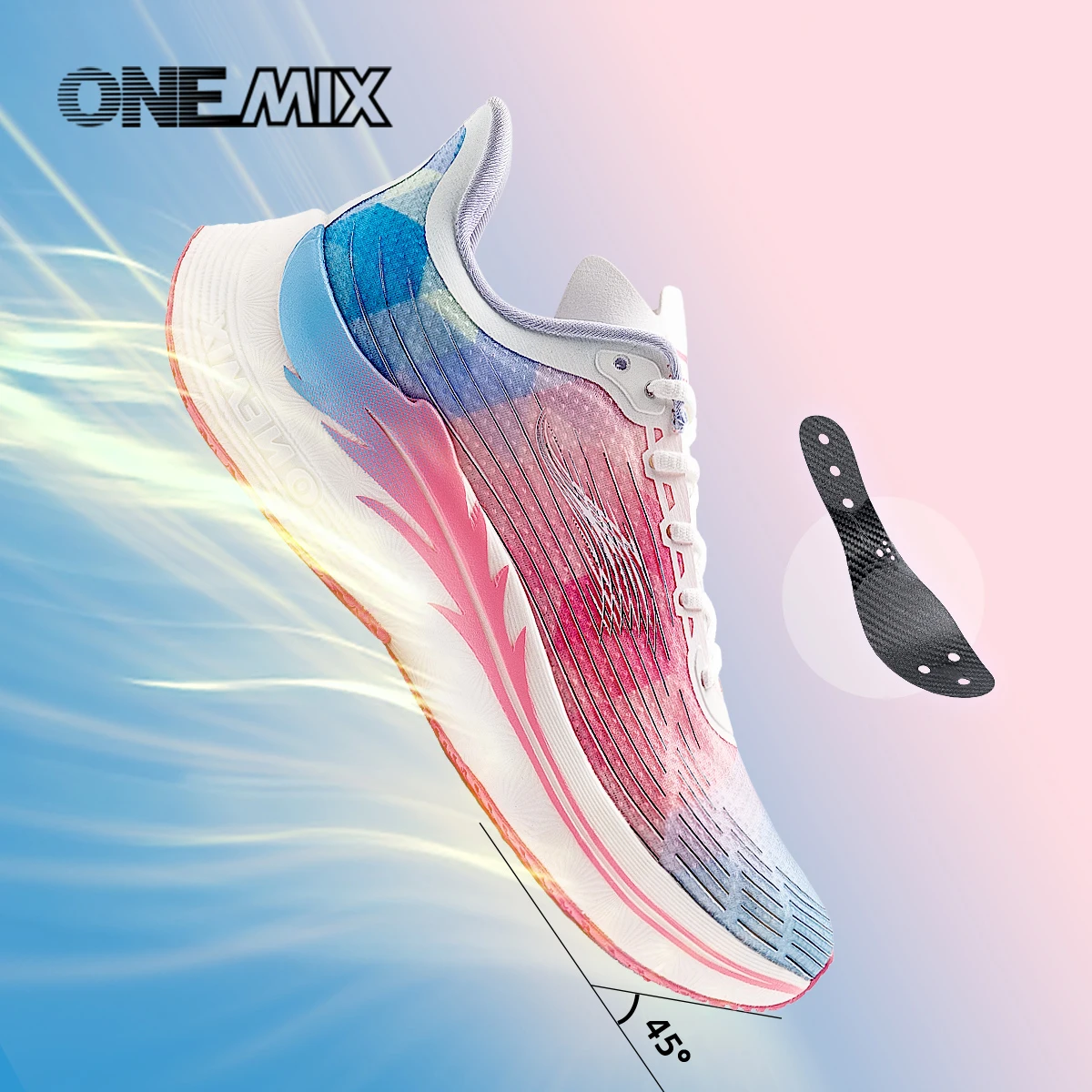 Onemix Carbon Plaat Racing Loopschoenen Ademend Sneaker Nieuwe Professionele Marathon Kussen Sneakers Sport Schoenen