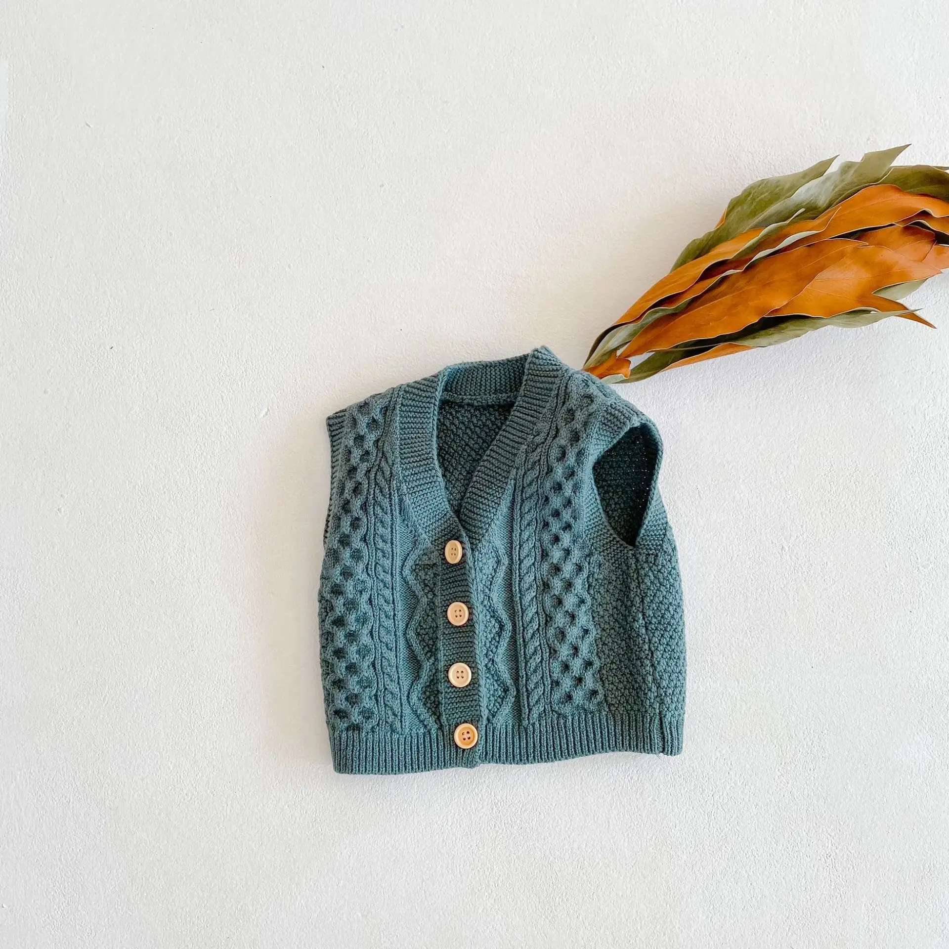 Cardigans en losange pour bébés garçons et filles, tricot sans