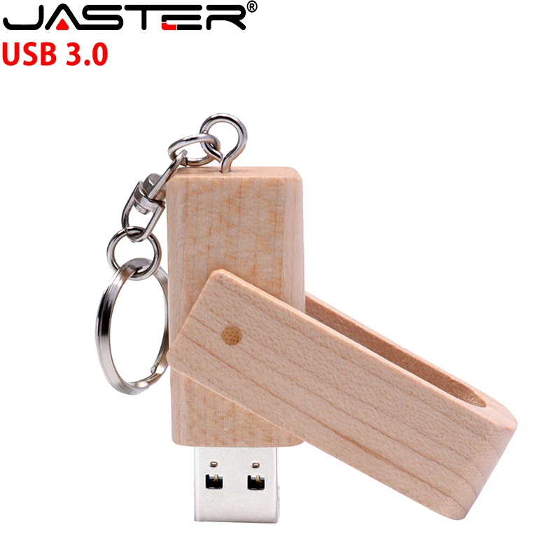JASTER USB 3.0 레이저 조각 로고 맞춤형 나무 회전식 Usb 플래시 드라이브 Pendrive 4GB 8GB 16GB 32GB 메모리 스틱 선물