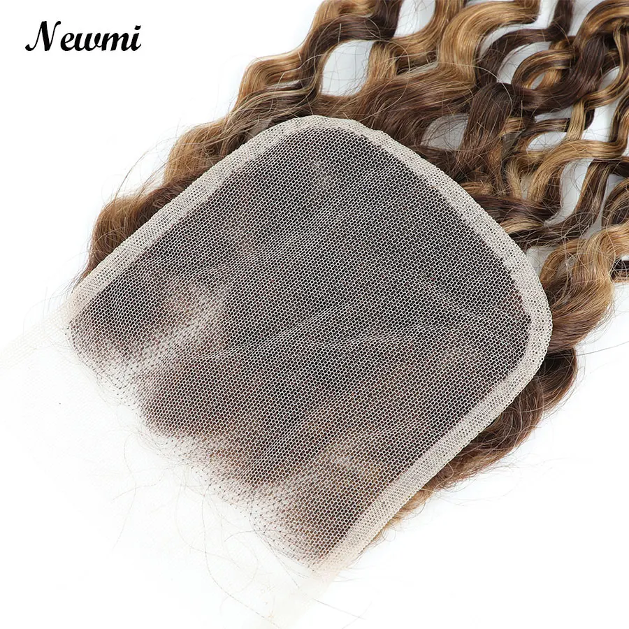 Highlight Water Wave Bundles With Closure P4/27 Transparent Lace Closure With Human Hair Bundles  3 or 4 Bundle 4x4 Size Closure