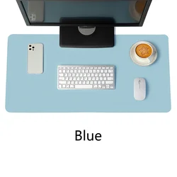 Large Non-Slip Waterproof Portable Gaming Desk Mat - White PU Leather & Suede - 60x30cm (Light blue)