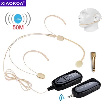 XIAOKOA 2.4G Wireless Microphone System Wireless Microphone Headset and Handheld 2 in 1 50m Rangefor Voice Amplifier