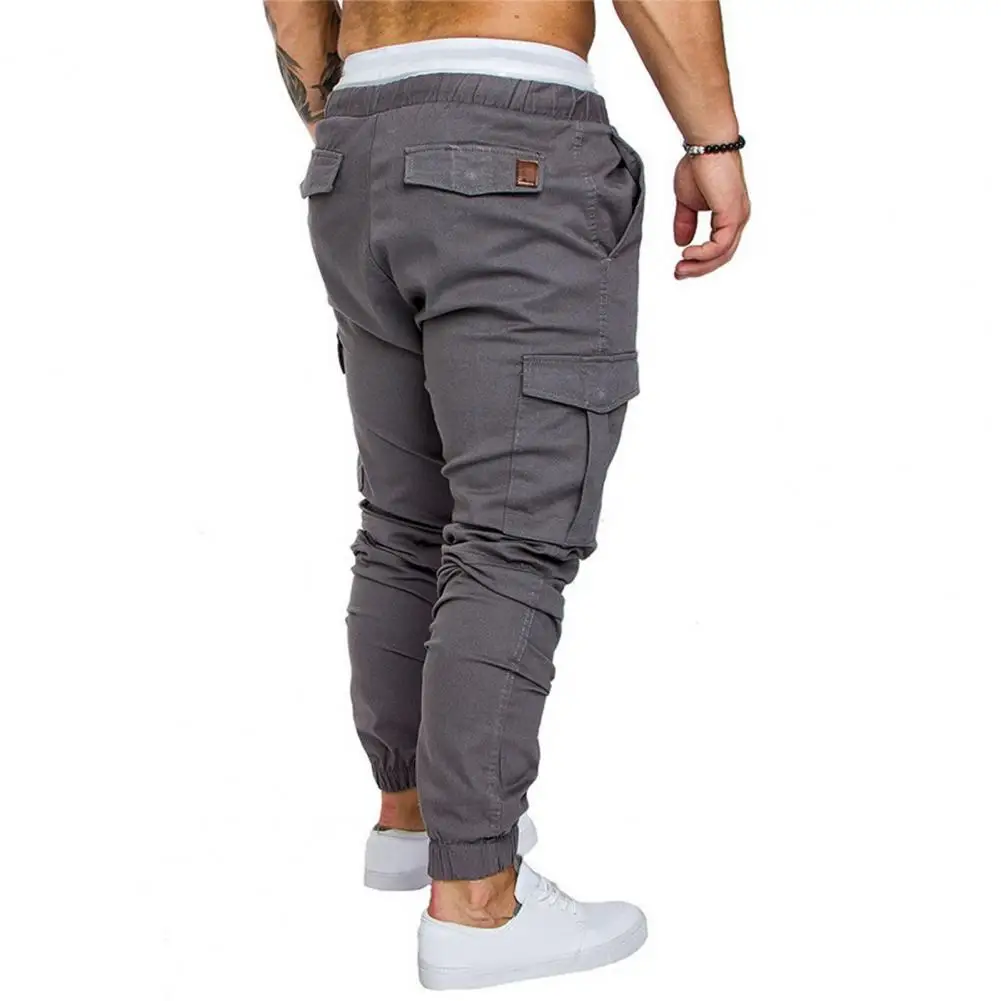 Men Cotton Pants Men's Cargo Pants with Ankle-banded Design Multiple Pockets Elastic Waist for Gym Training Outdoor for Comfort 5