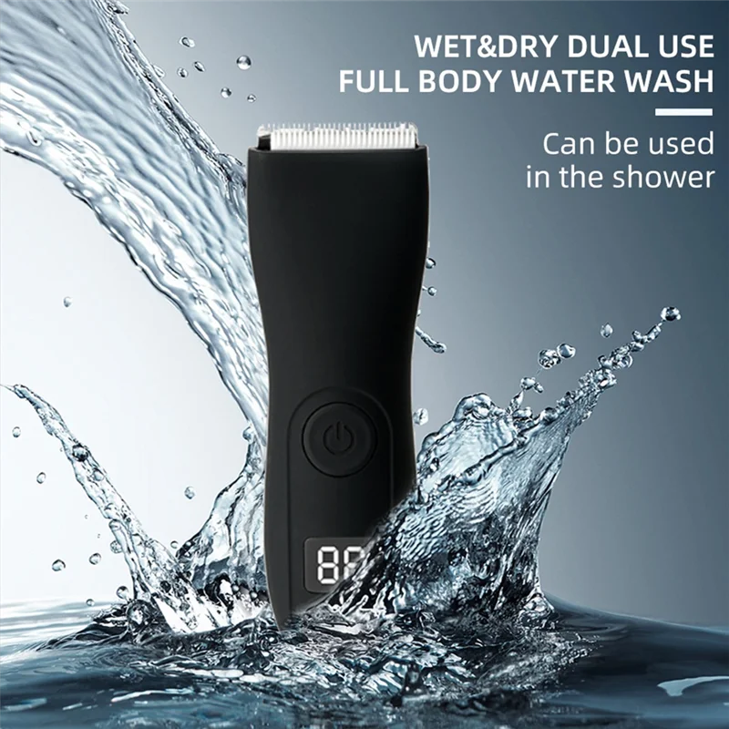 Electric Groin Hair Trimmer Body Groomer Shaver for Men Waterproof Wet/Dry Clippers Male Face Beard 4
