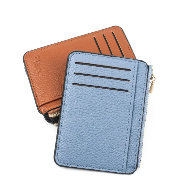 Slim Wallet Purse PU Leather Women Men Card Holder Unisex Zipper Business Card Case Credit Mini Bank Cards Holder Gift Wallet leather wallet pu wallet pu leather wallet mens wallet card holder card holder wallet