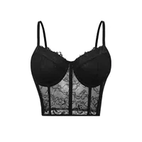 Soutien-gorge push up en maille semi-transparente pour femme, bustier tubulaire, corset noir sexy, bustier de soirée club, haut court, lingerie élégante 1