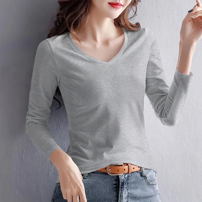 Light gray v-neck long sleeve