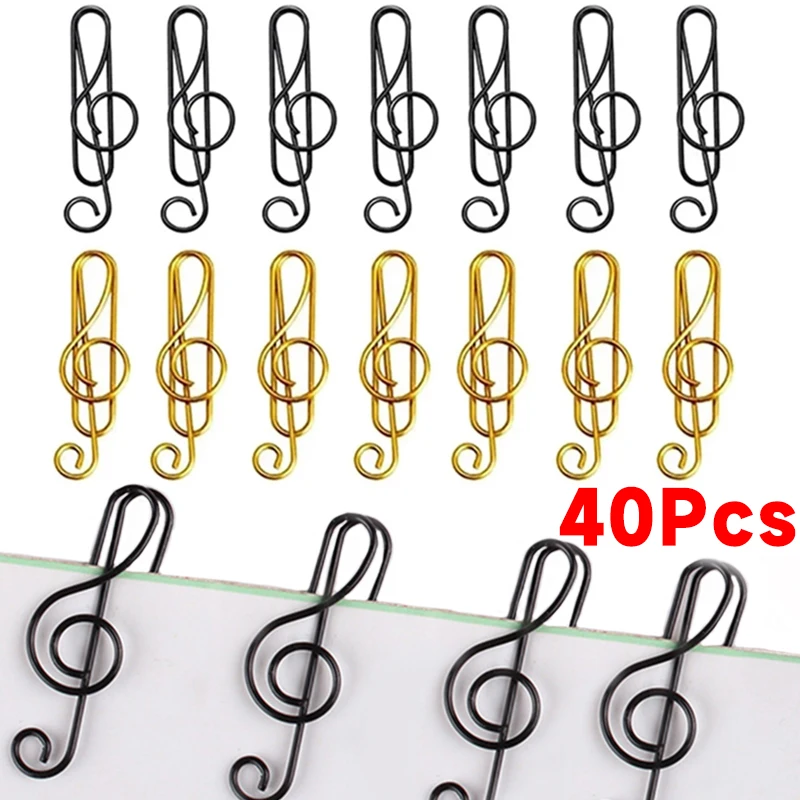 40-20Pcs Cute Note Paper Clips Creative Music Shaped Paper Decorative Clips Organizer Clip for School Home Stationary Supplies paper clips binder clips
