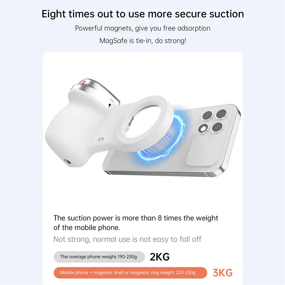 360 Rotation Magnetic Camera Grip With Fill Light For MagSafe IPhone Shutter Bluetooth Remote Control Selfie Handle_voghion.com