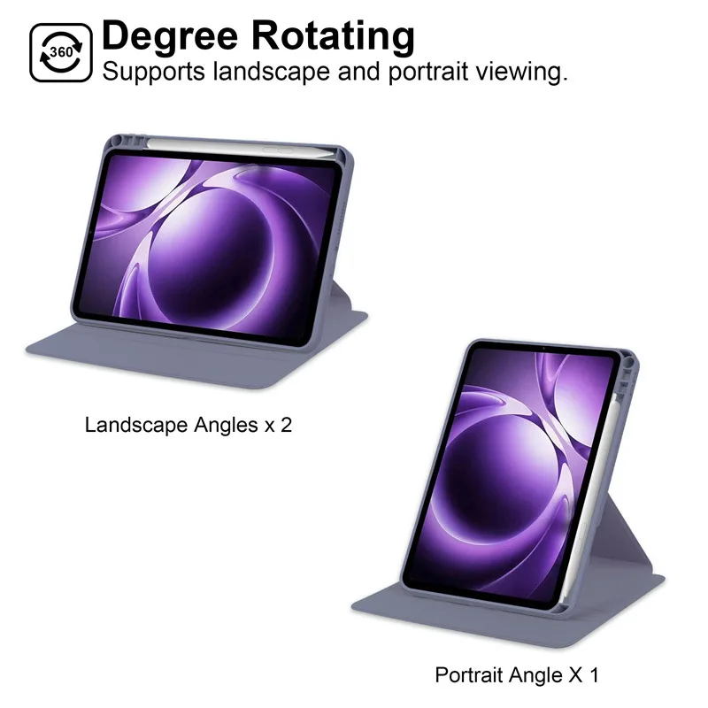 360° Rotating Clear Acrylic Tablet Case with Pencil Holder 8.8 inch