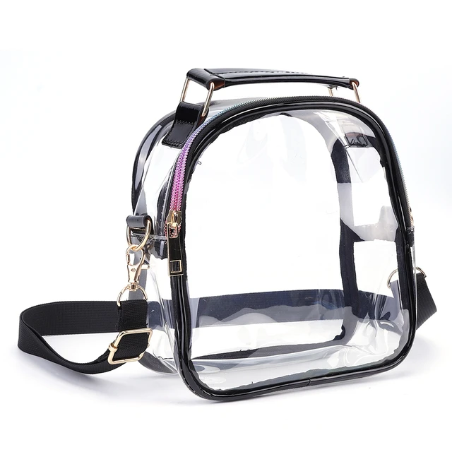 Bolso transparente de moda con asa superior, bolso de hombro aprobado para  estadios, bolsa transparente de plástico de PVC, bolsa de trabajo