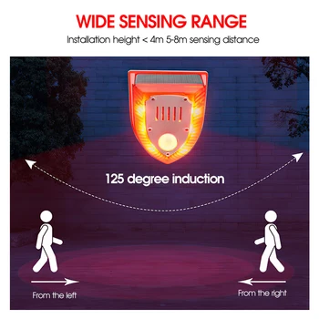 Solar Powered Infrared Motion Sensor Detector Alarm Light with 129db Dog Barking Independent Security Alarm for Home Garden Farm 4