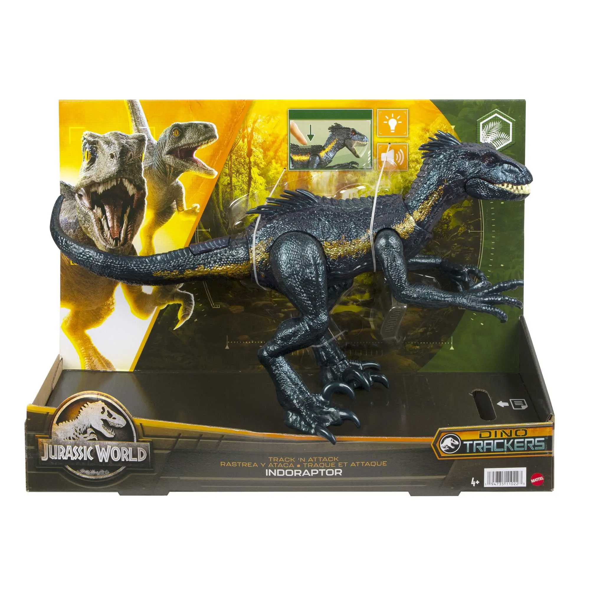 thumbnail image 1 of Figura de dinosaurio Indoraptor Triceratops Gigantic Trackers de Jurassic World con equipo de seguimiento y 3 ataques, 1 of 5