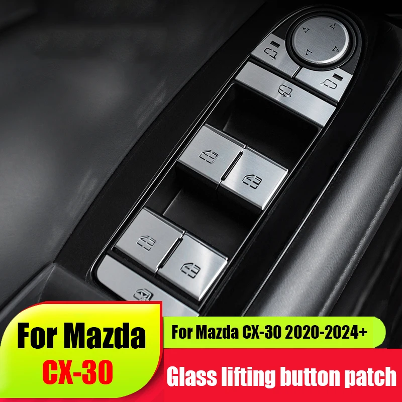 

For Mazda CX-30 2020-2022 modified glass lifting button hollow wire drawing metal special patch