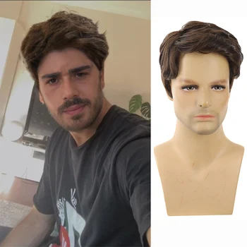 copertura per capelli corti permanente con trama da uomo da 4 pollici per capelli sintetici, solo per giocare con lo styling della copertura della testa da uomo