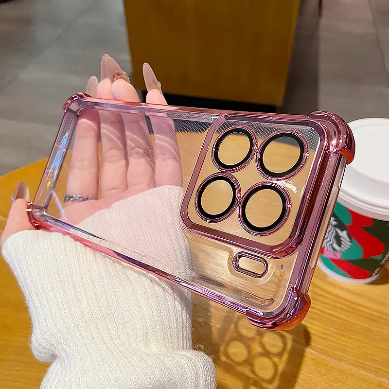 Clear Plating Soft Silicone Shockproof Phone Case with Full Lens Film Protection