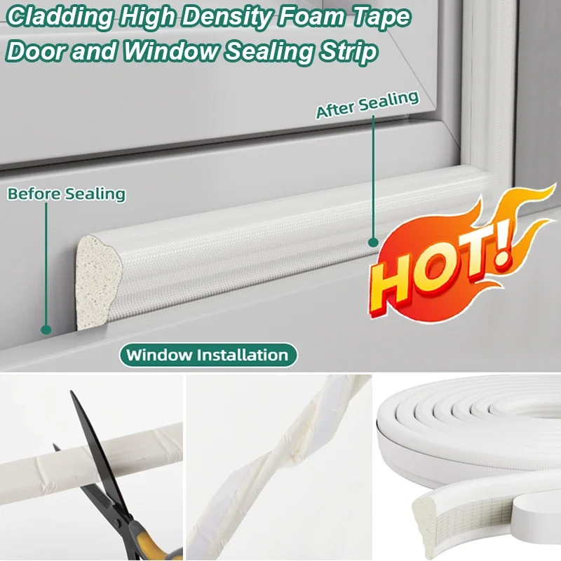 5M White Cladding Door and Window Seals wedge weather stripping seal strip Doors Gap Filler Noise Blocker Foam Tape Sealing