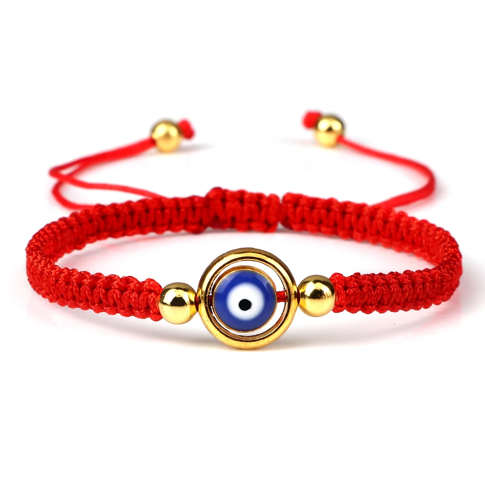 OKGD Nuovo braccialetto intrecciato malocchio fortunato rosso colore nero filo coppia catena braccialetti di preghiera fatti a mano Pulsera gioielli regalo per amico-blu navy bergamotto