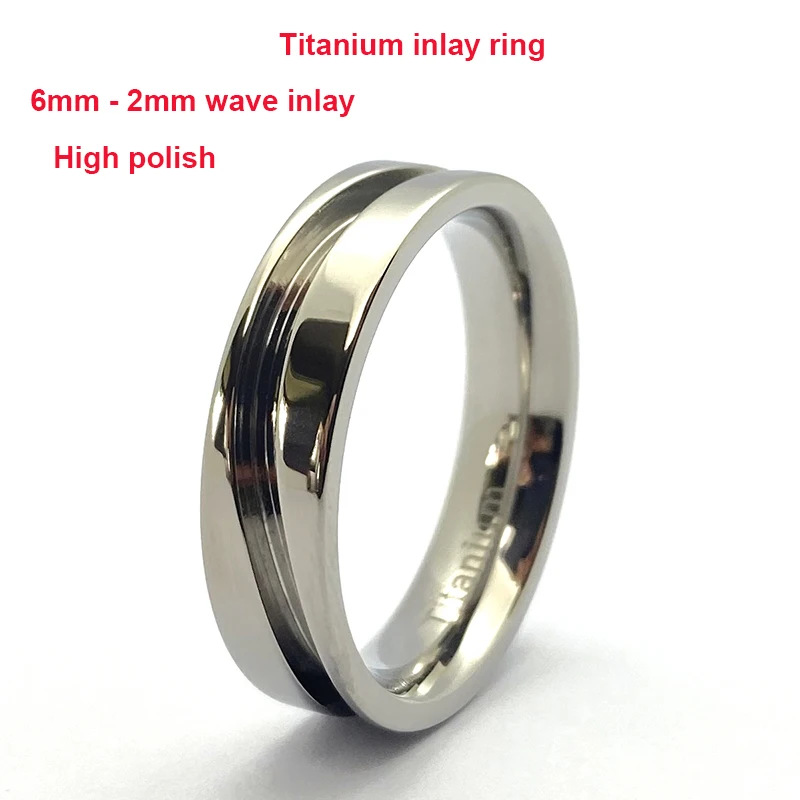 Elegant 6mm Titanium Wave Channel Inlay Blanks - Unique Handmade Jewelry