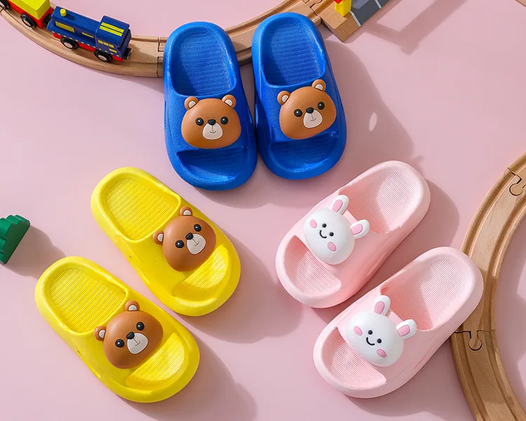 extra wide children's shoes Children's Slippers Summer Girl Princess Cute Cartoon Bear Indoor Household Non-slip Soft Bbottom Bath Boy Baby Slippers girls leather shoes