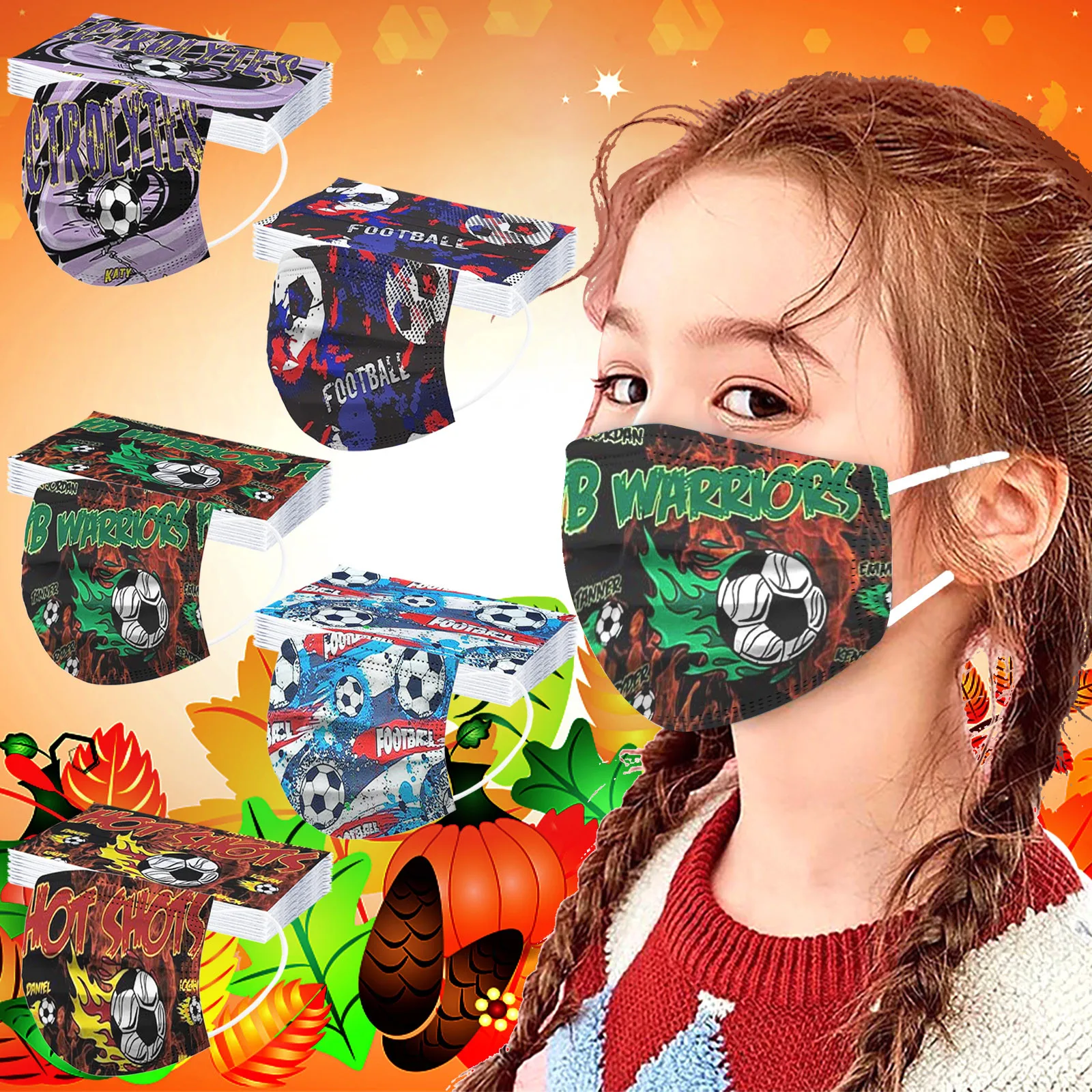 50PCS Children'S Disposable Breathable Mask Fashionable And Handsome Graffiti Printed Cotton Mask Child Friendly Protective Mask 2