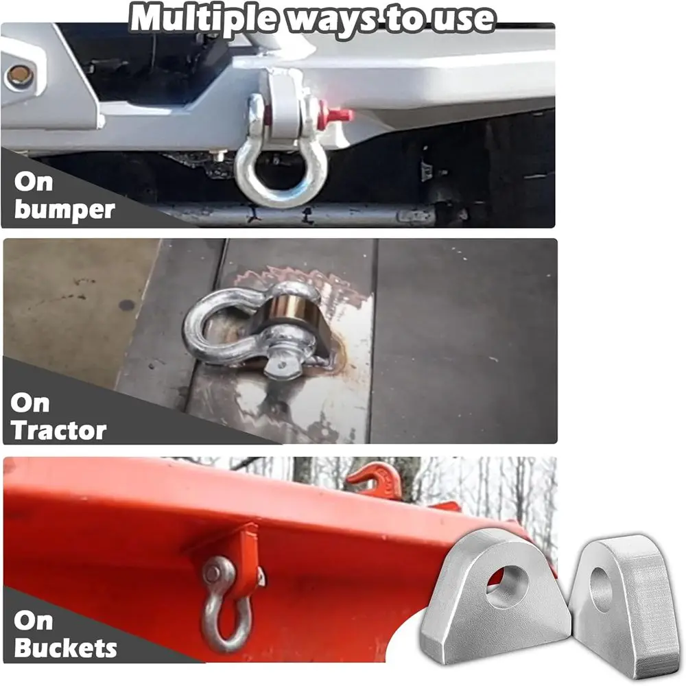 Weld On Shackle Clevis Mount 1-inch Steel Shackle Mount (Set of 2) for Offroad/Trucks/Trailer/Hydraulic Bucket Bumper Towing
