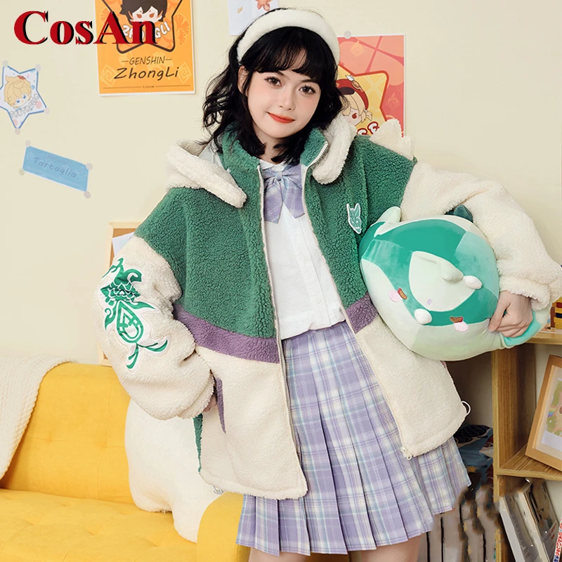 

CosAn Game Genshin Impact Xiao Cosplay Costume Lovely Keep Warm Lamb Wool Coat Plush Hoodie Activity Party Role Play Clothing