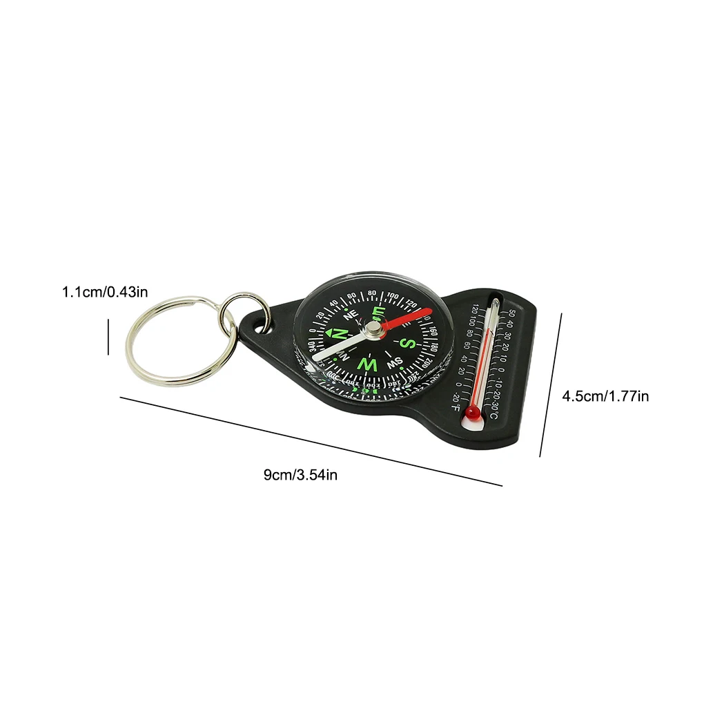 1PC 3 in 1 Navigation Tool Thermometer Multifunction Camping Pointing Guide Waterproof Temperature Gauge Keychain Watch