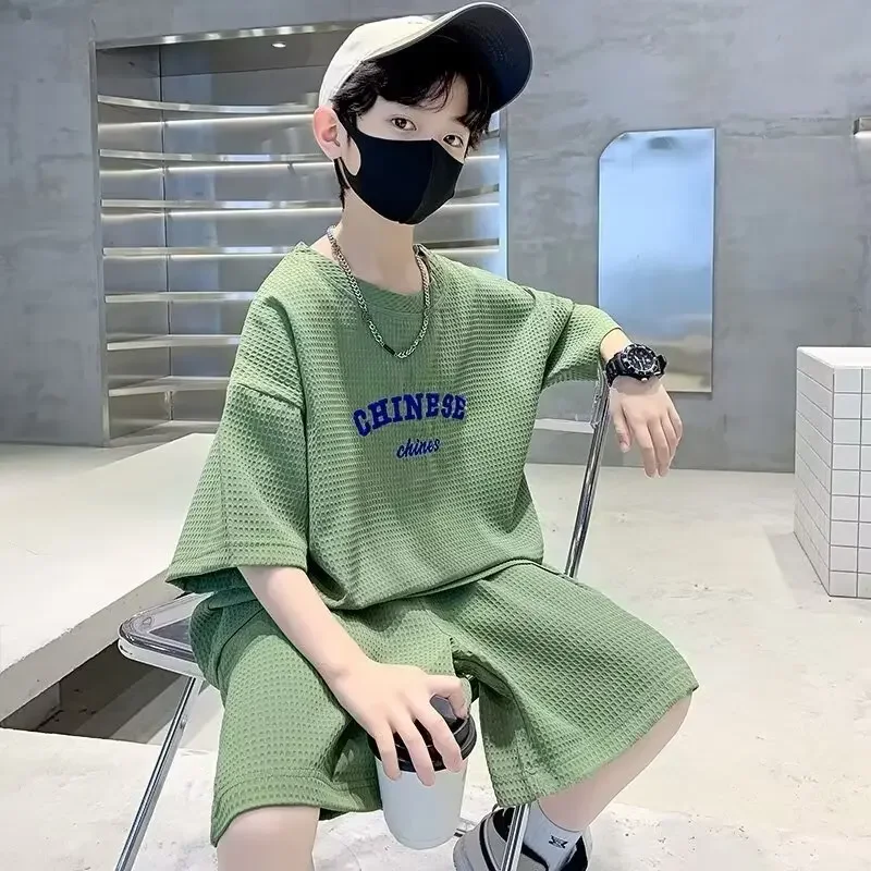 

Boys' Suit Summer Children'S Short Sleeved Shorts Suit Children'S Sports Summer Children'S Top And Bottom Clothing Set