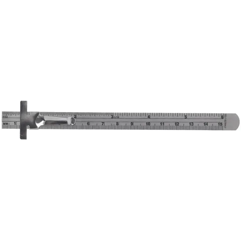 

6" Stainless Steel Pocket Rule Handy Ruler Hight Meter with Inch 1/32" mm/Metric Graduations Home Improvement Tool
