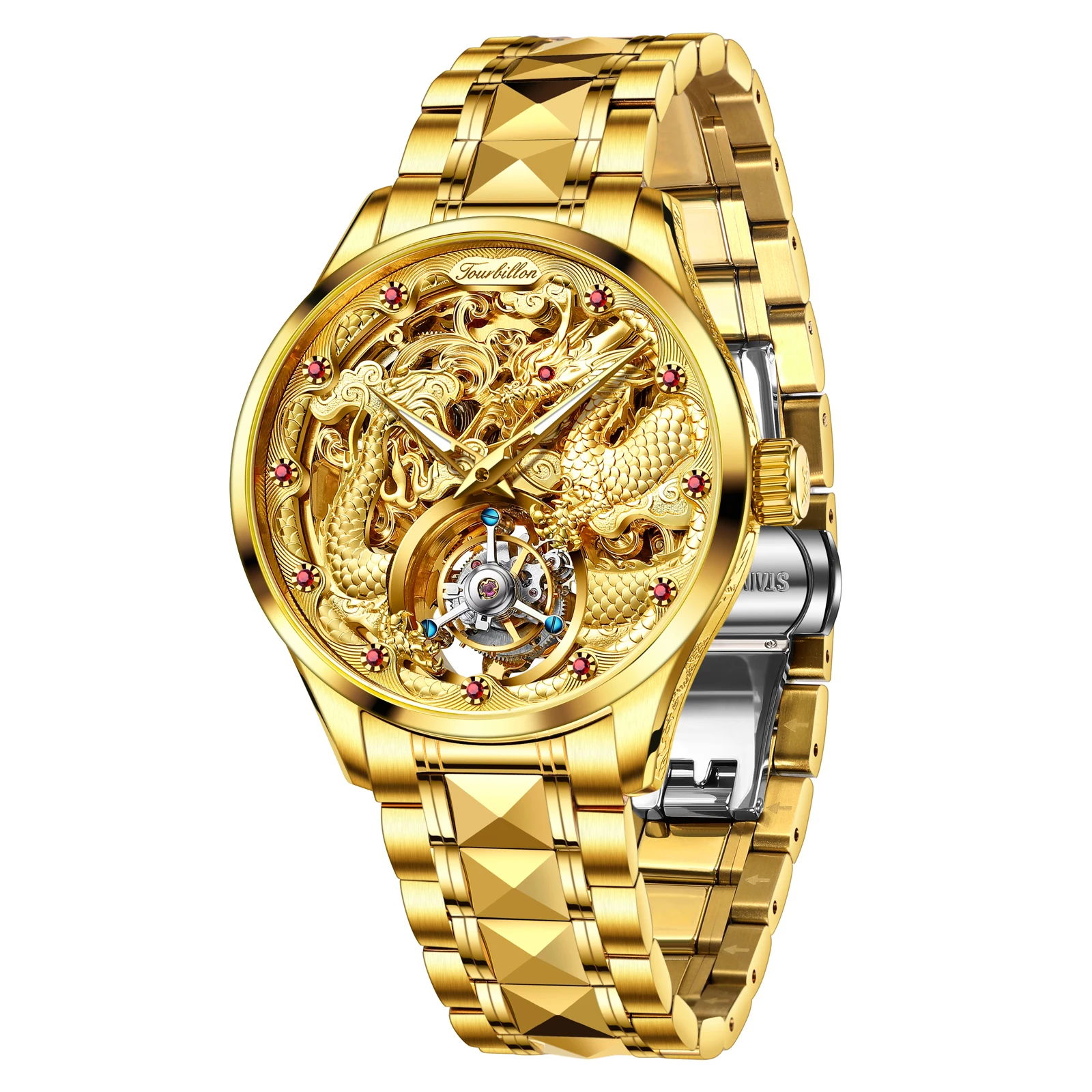 OUPINKE 3176 Tourbillon Dragon Watch For Men Sapphire Mirror High-end Luxury Skeleton Automatic Mechanical Men's Wristwatches