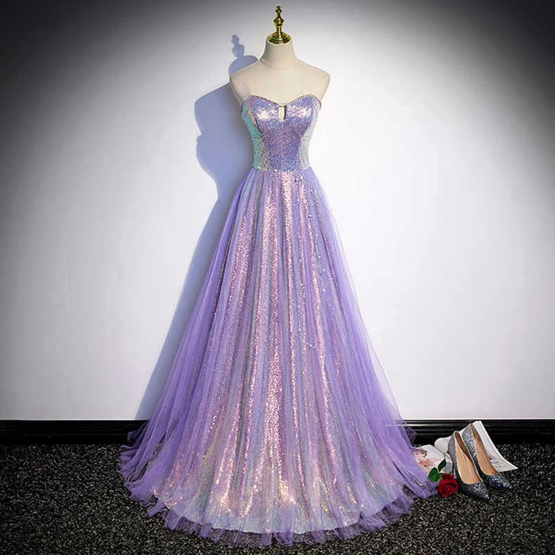 

Long Evening Dresses Plus Size Lace Up Back Formal Party Gowns Violet Prom Dress