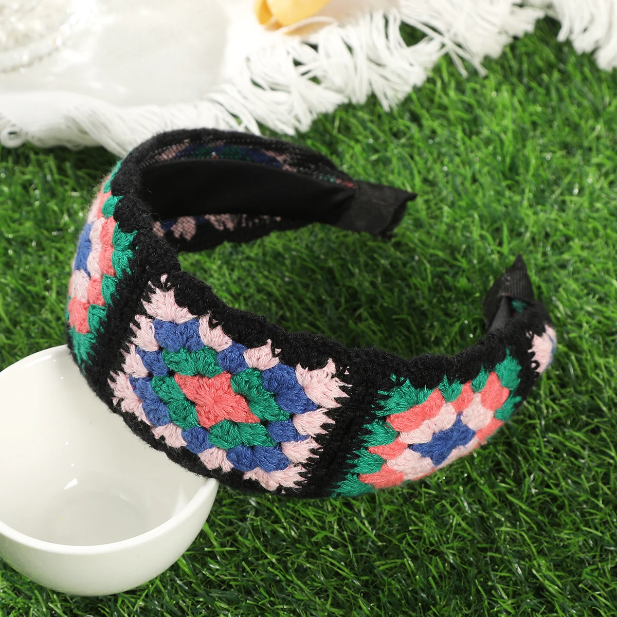 Women Crochet Headband Hair Bands GirlsWide Flower Headbands Bezel Head Hoop Autumn Winter  Hairband Fashion Hair Accessories