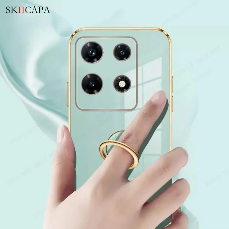 Plating Soft Silicone Ring Holder Case with Lens Protection and Lanyard