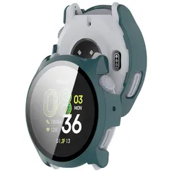 Durable Glass Screen Protector and Frame Case for Smartwatches - Tempered Glass Protective Bumper Cover (Green)