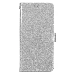 Sparkling Glitter Leather Flip Phone Case Cover - Samsung A15 (Silver)