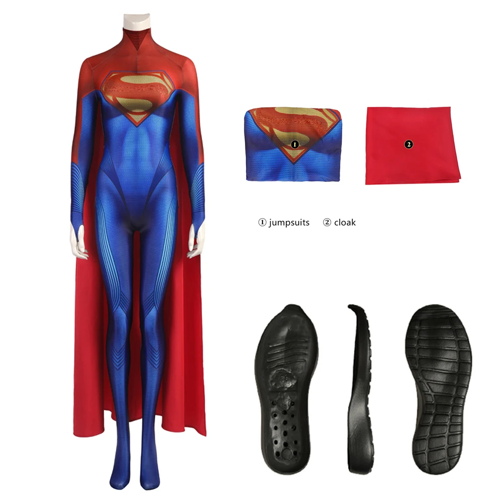 Zentai New Flash Super Lady Cosplay Costume Kara Zor El Battle Jumpsuit