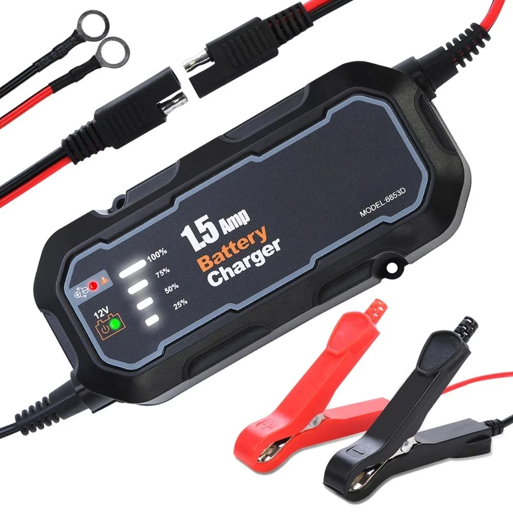 

12V 1500mA Car Battery Charger Automatic Smart Motorcycle Petty Boat Maintainer Repair Lead -Acid Starting