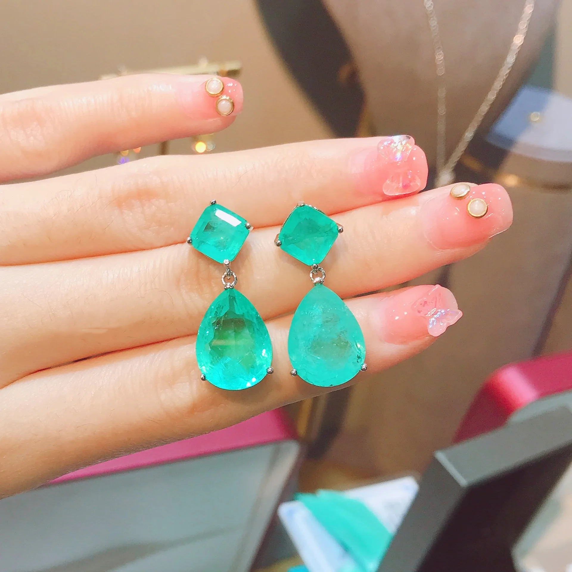 Emerald Earrings for Girls 925 Silver Luxury Designer Jewelry Wedding Party Accessories Gift
