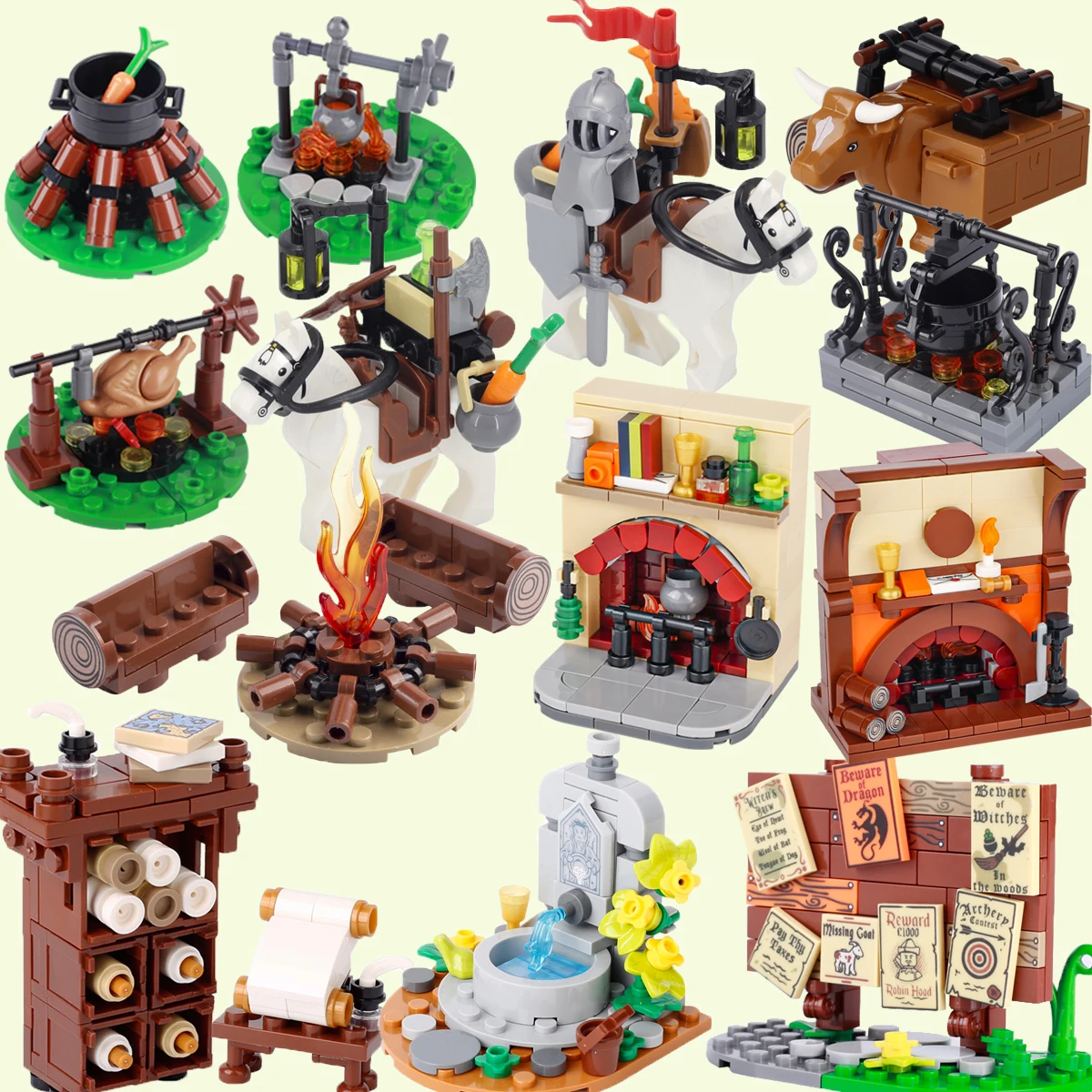 Medieval City Building Blocks MOC Kitchen House Furniture Bedroom Dining Room Soldier Figures Helmet Assembly Bricks Toys building block toy building block toys building block kits building block accessories