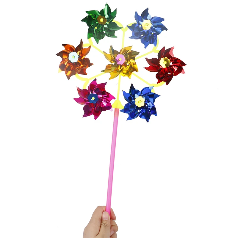 Kids Toys Easy Decoration Garden Orchard Colorful DIY Sequins Windmill Wind Spinner Home Garden Yard Decoration